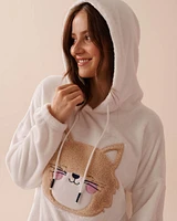 Cat Print Soft Plush PJ Set