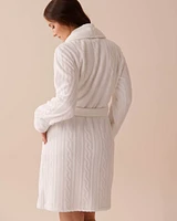 Knit-Effect Soft Plush Robe