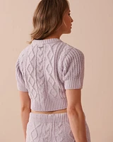 Cable-Knit Chenille Crop T-shirt