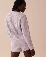 Cable-Knit Chenille Long Sleeve Shirt