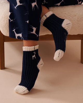 Knitted Socks with Winter Embroidery