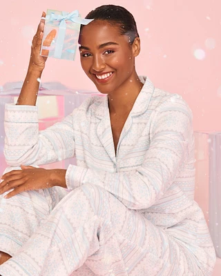 Blue Fair Isle Print Flannel PJ Set