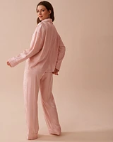 Jacquard Stripe Satin Pajama Set