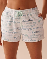 Winter Print Soft Velour Pajama Shorts