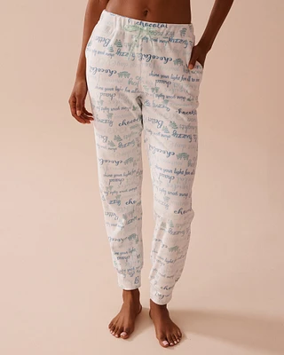 Winter Print Soft Velour Jogger Pajama Pants