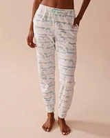 Winter Print Soft Velour Jogger Pajama Pants