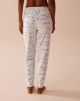 Winter Print Soft Velour Jogger Pajama Pants