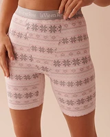 Fair Isle Print Super Soft Biker Style Pajama Shorts