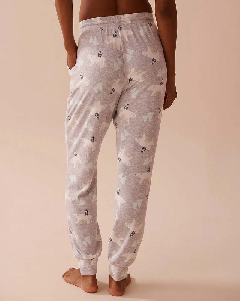 Polar Bear Print Recycled Fibers Jogger Pajama Pants