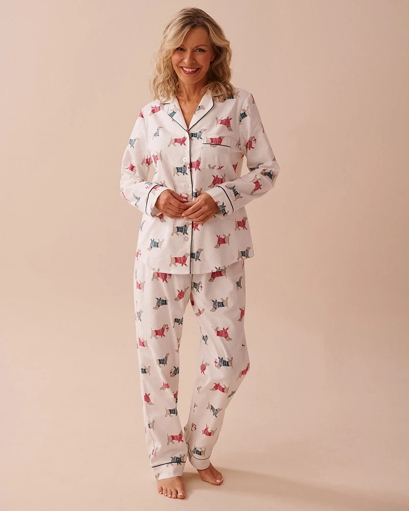 Dachshund Print Flannel PJ Set