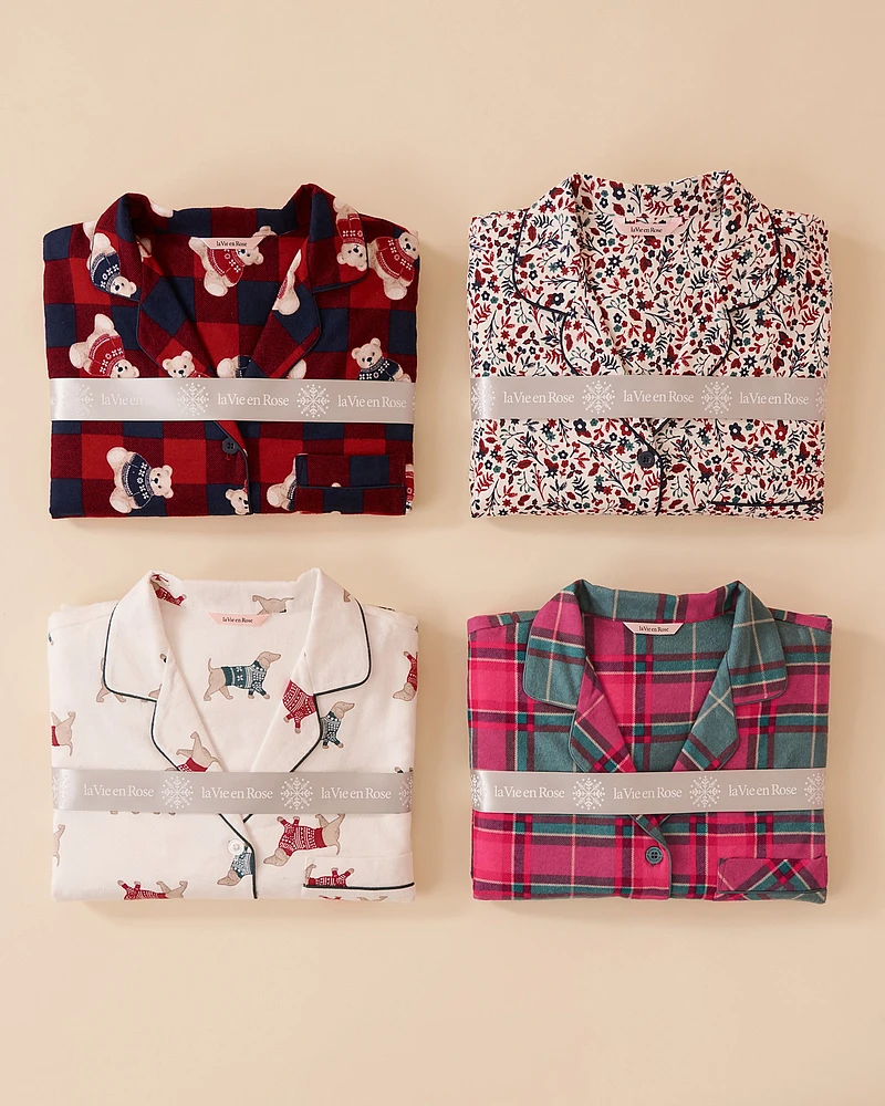 Dachshund Print Flannel PJ Set