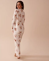 Teddy Bear Print Micropolar PJ Set