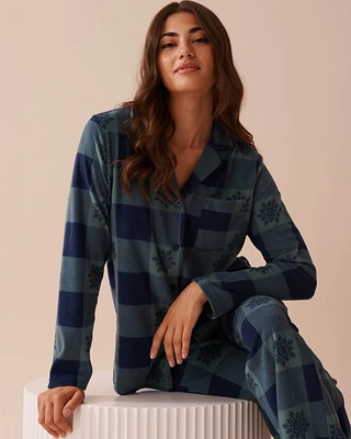 Blue & Green Plaid Micropolar PJ Set