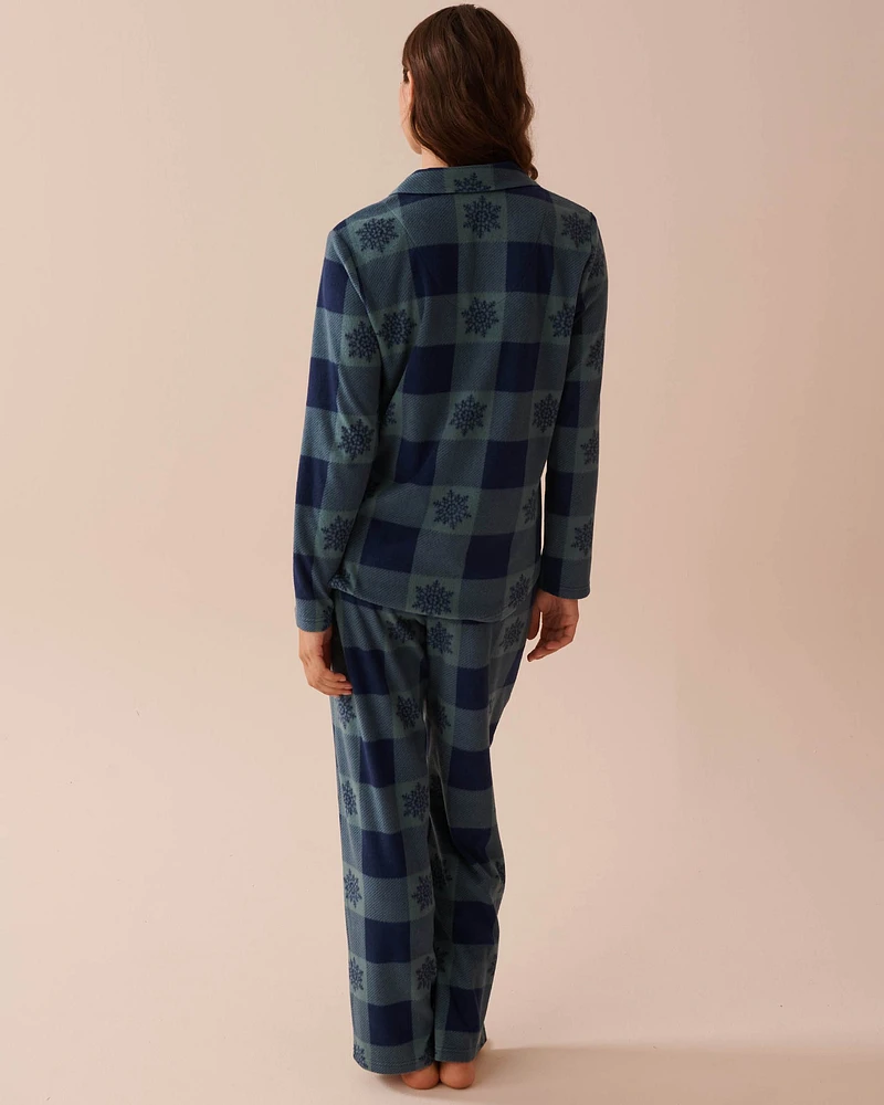 Blue & Green Plaid Micropolar PJ Set