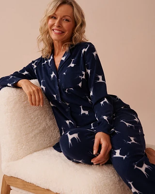 Deer Print Micropolar PJ Set