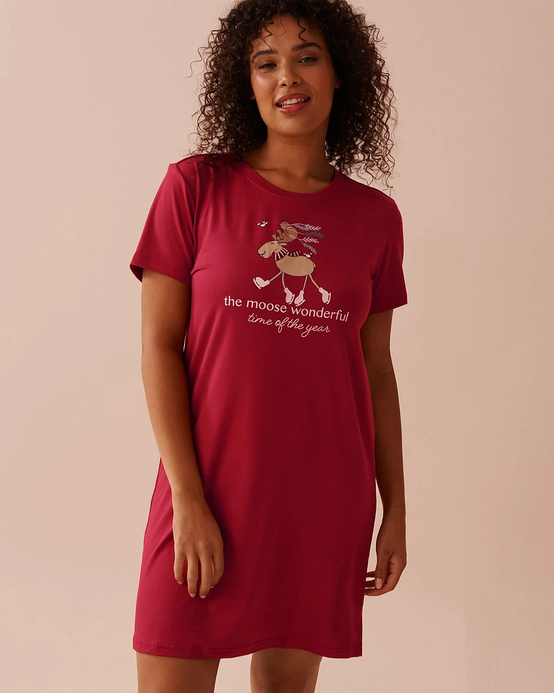 Moose Print Super Soft Short Sleeve Sleepshirt