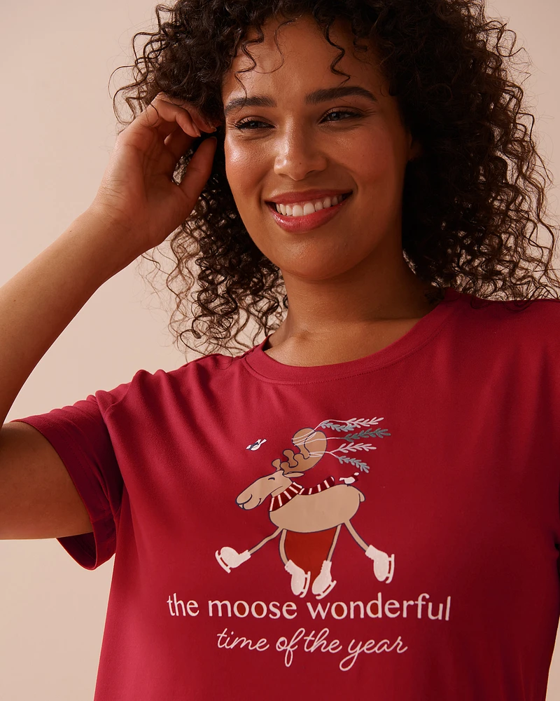 Moose Print Super Soft Short Sleeve Sleepshirt