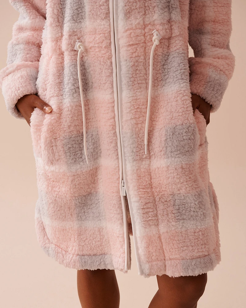 Zip-up Funnel Neck Sherpa Robe