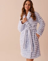 Textured Stripe Soft Plush Robe