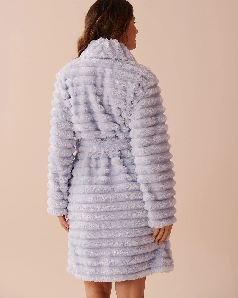 Textured Stripe Soft Plush Robe