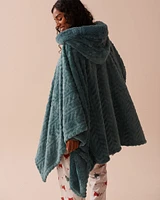 Cable Effect Soft Plush Hooded Cape