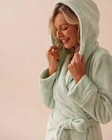 Snowflake Print Soft Plush Hooded Robe