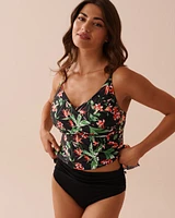 TROPICAL RETREAT D Cup Cross-over Tankini Top