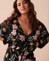 Tropical Print Short Sleeve Romper