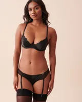 Unlined Satin and Mesh Bra