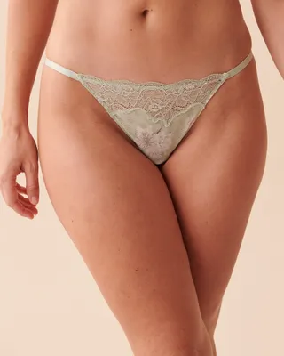 Adjustable Lace and Mesh String Panty
