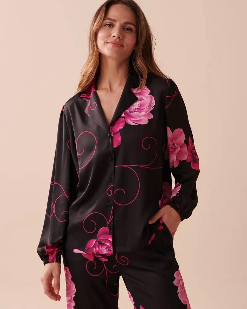 Satin Long Sleeve Button-down Shirt