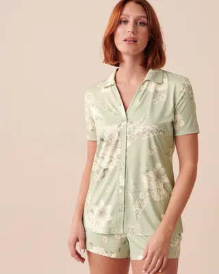 Recycled Fibers Floral Button-down Shirt