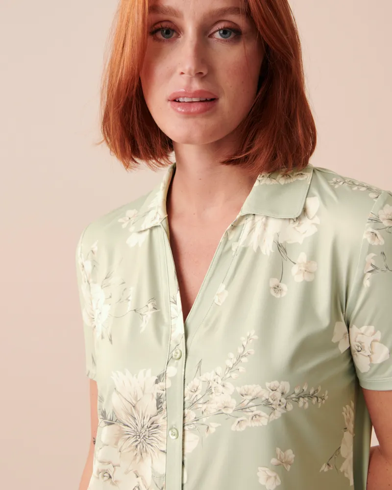Recycled Fibers Floral Button-down Shirt