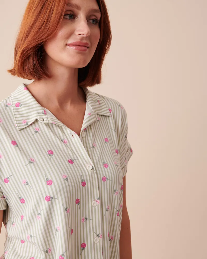 Ditsy Floral Stripes Super Soft Short Sleeve Shirt