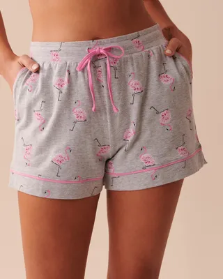 Cotton Pink Flamingo Pajama Shorts