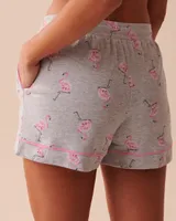 Cotton Pink Flamingo Pajama Shorts