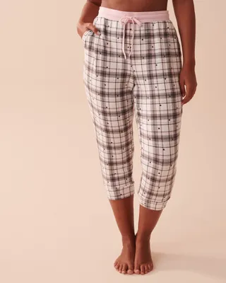 Recycled Fibers Plaid Fitted Capris