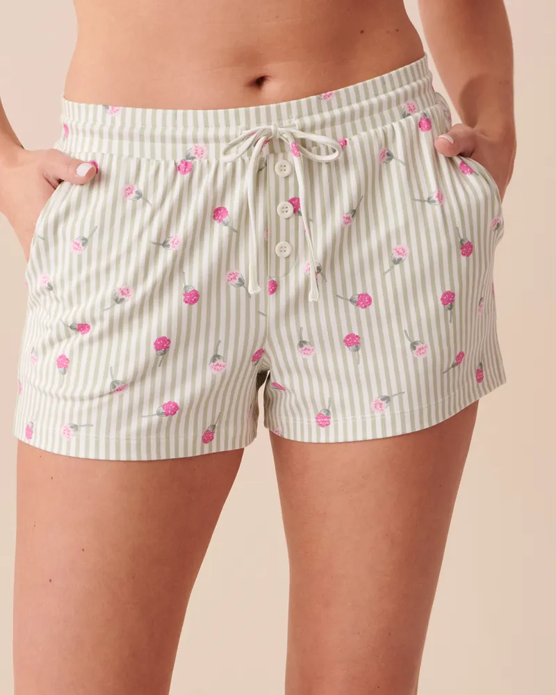 Ditsy Floral Stripes Super Soft Pajama Shorts