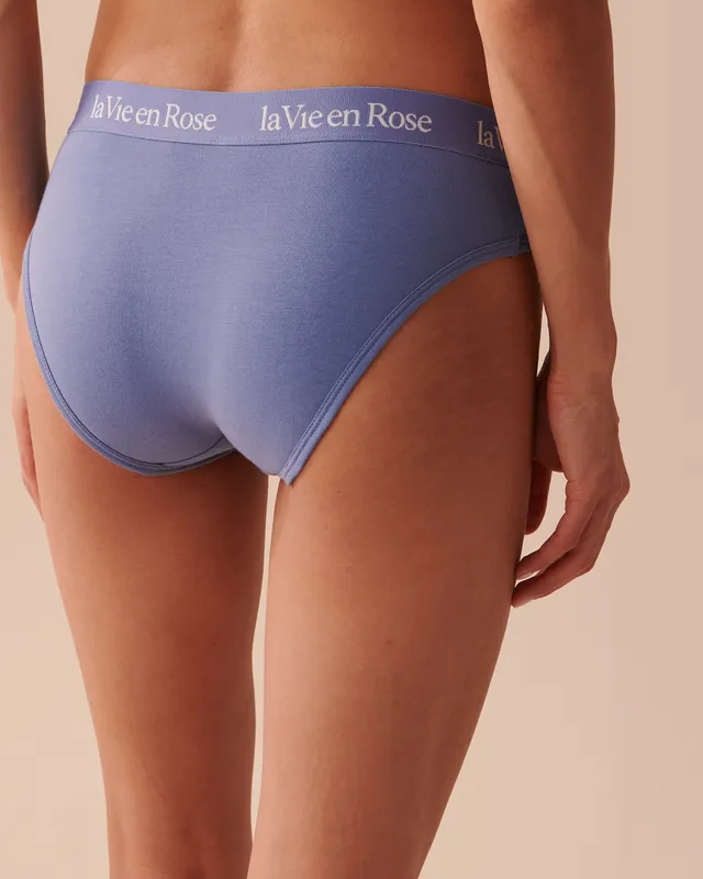 La Vie en Rose Microfiber and Logo Elastic Band Bikini Panty