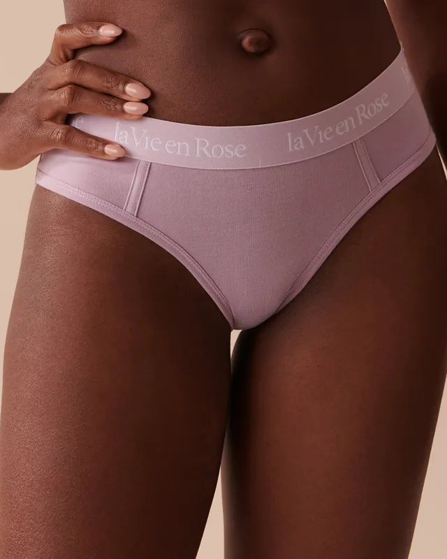 La Vie en Rose Cotton and Logo Elastic Band High Waist Bikini Panty