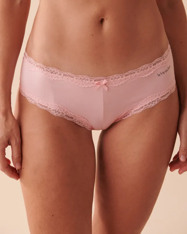 La Vie en Rose Cotton and Lace Trim Cheeky Panty