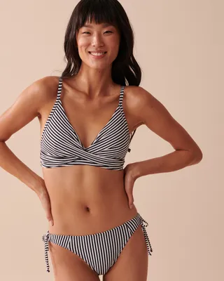 RETRO STRIPED Twisted Triangle Bikini Top