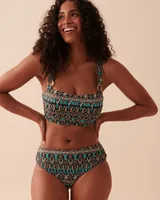 BLUE TILE Mid Waist Bikini Bottom