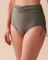 KHAKI GREY Shirred High Waist Bikini Bottom