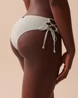 TEXTURED Recycled Fibers Side Tie Cheeky Bikini Bottom