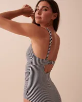 RETRO STRIPED Cross Front One-piece Swimsuit