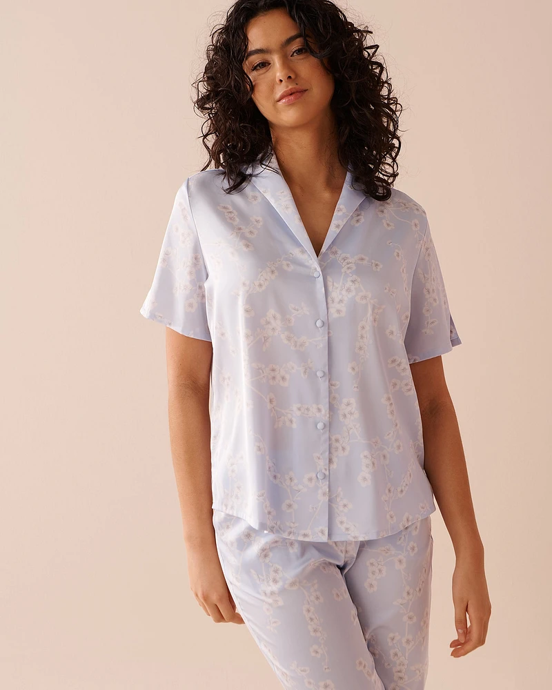 Satin Short Sleeve Button-down Shirt