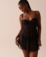 Embroidered Mesh Balconette Nightie