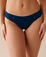 Cotton and Lace Detail Thong Panty