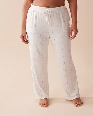 Pantalon de pyjama à carreaux et lavande en fibres recyclées